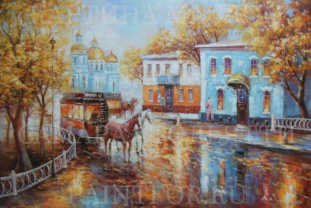 Картина маслом Русский город 60х90